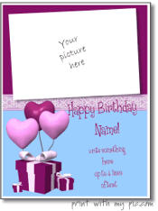 Printable birthday picture frames, free birthday card templates to ...